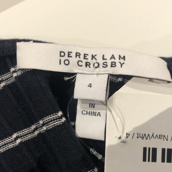 Derek Lam 10 Crosby Navy and White Striped Layered Tank Dress - Picture 8 of 9